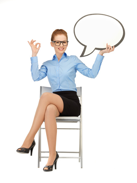 Smiling businesswoman with blank text bubble - Photo, image