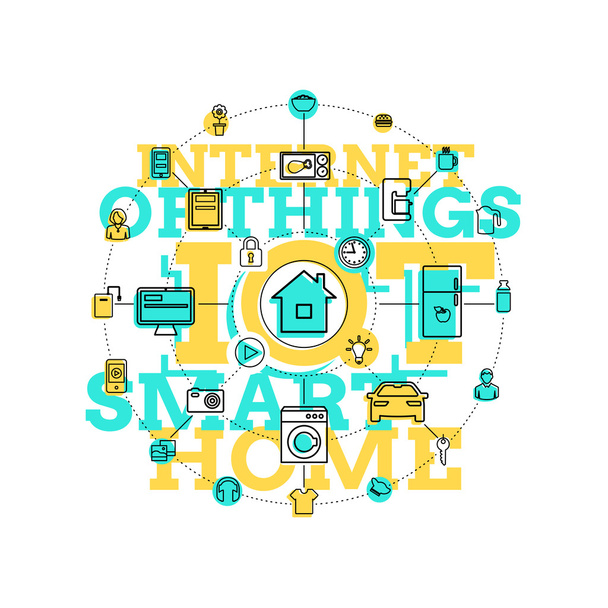 Smart Home And Internet Of Things Line Art - Διάνυσμα, εικόνα