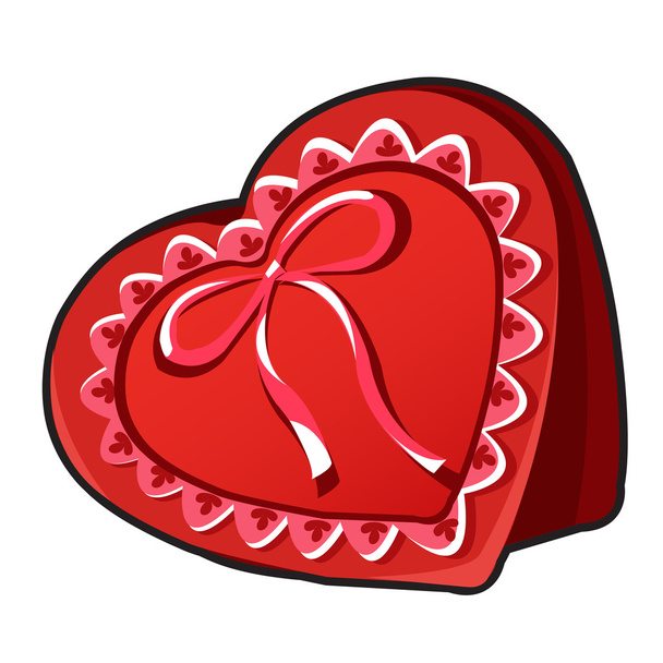Red box in heart shape with ribbon - Vector, Image