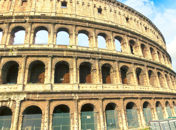 View of Colosseum in Rome and morning sun, Italy - Photo, Image