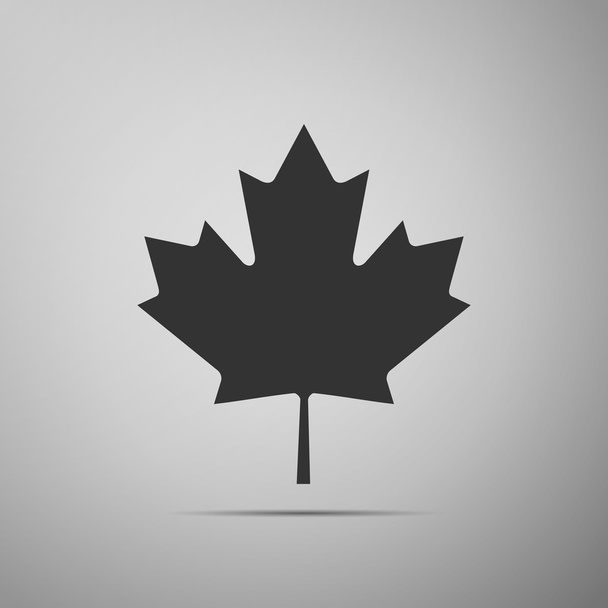 灰色の背景にカナダのカエデの葉のアイコン。アドビ イラストレーター - ベクター画像