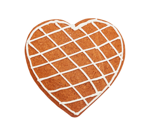 Handmade heart shaped gingerbread cookie - 写真・画像