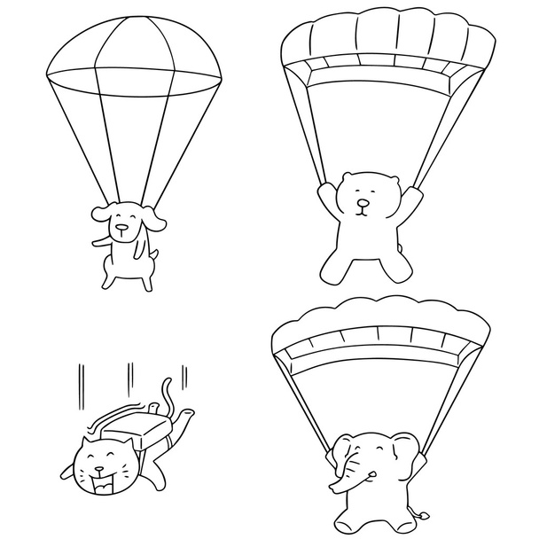 Vektor-Satz von Fallschirmspringen für Tiere - Vektor, Bild