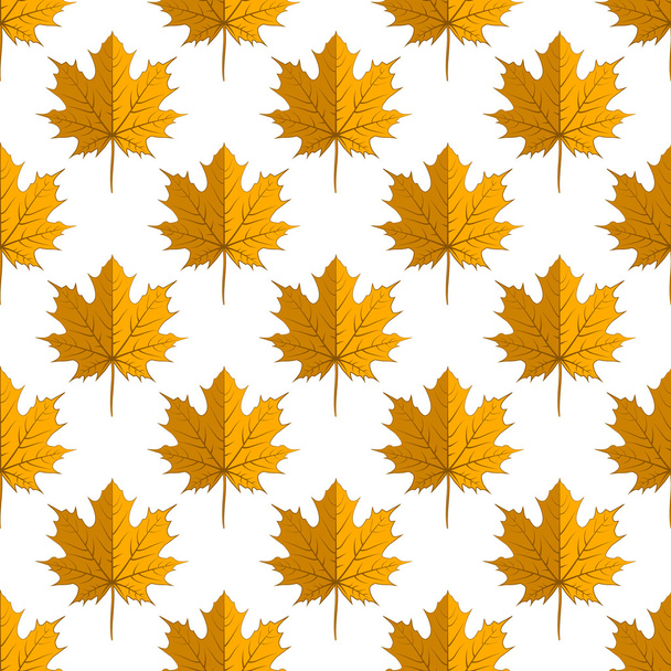 Vector. Seamless fabric. Bright yellow maple leaf. White background. Autumn. Nature background. - Vektor, kép