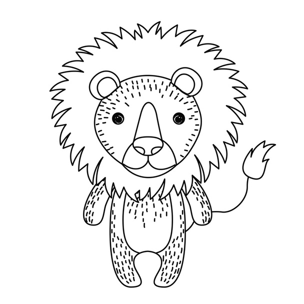 λιοντάρι εικονίδιο χαριτωμένο άγριας ζωής - Διάνυσμα, εικόνα