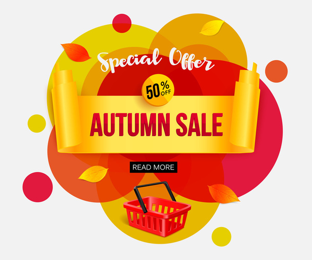 Autumn sale banner template for shop, online store, supermarket, fair, boutique. Vector eps 10 format. - Vektor, Bild