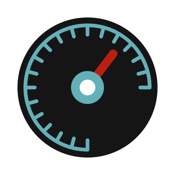 Black speedometer icon, flat style - Vector, Image