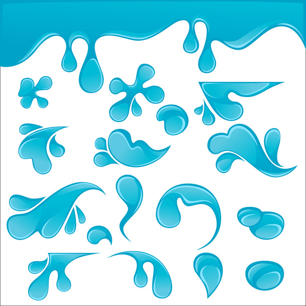 Blue Water Drops set - Vector, Image