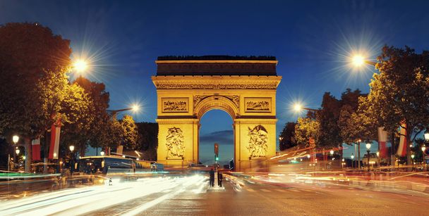 Arc de Triomphe akşam ışık - Fotoğraf, Görsel