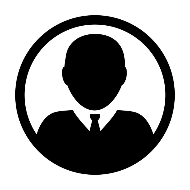 Іконка користувача Векторна чоловіча особа Символ профілю Коло Аватара Знак у плоский колір Гліф Піктограма ілюстрація
 - Вектор, зображення