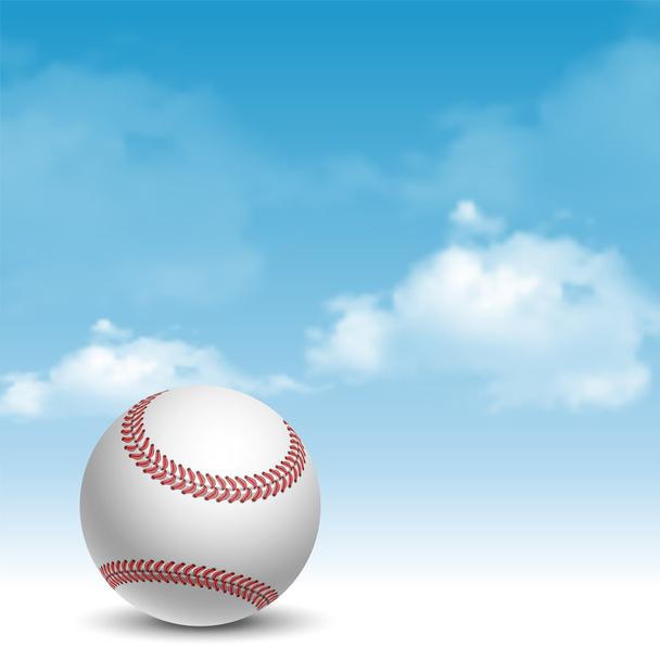 Pelota de béisbol sobre fondo de cielo azul
 - Vector, Imagen