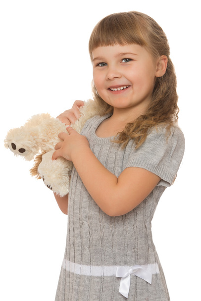little girl with soft toy - Foto, Imagen