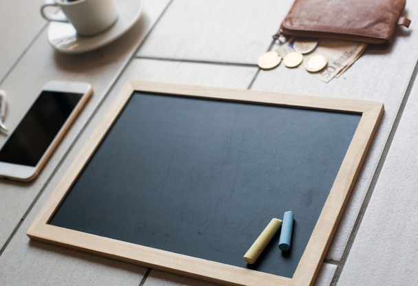 Chalkboard or Blackboard ready for text. Education or working, business, job concept. - 写真・画像