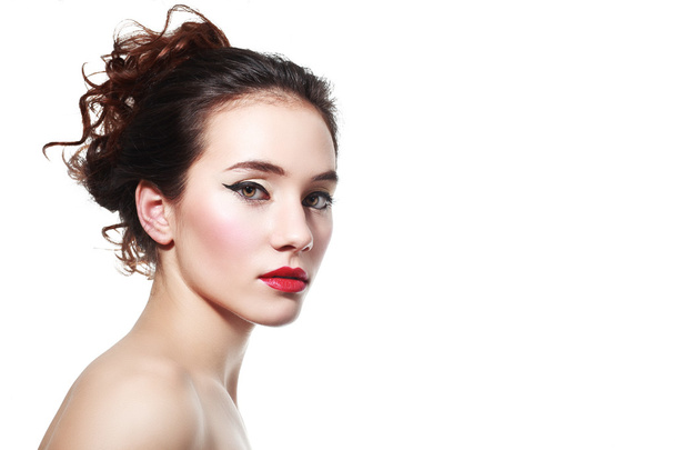 woman with red lips  - Foto, afbeelding
