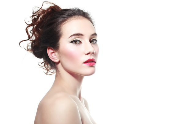 Beautiful woman with red lips - Fotó, kép