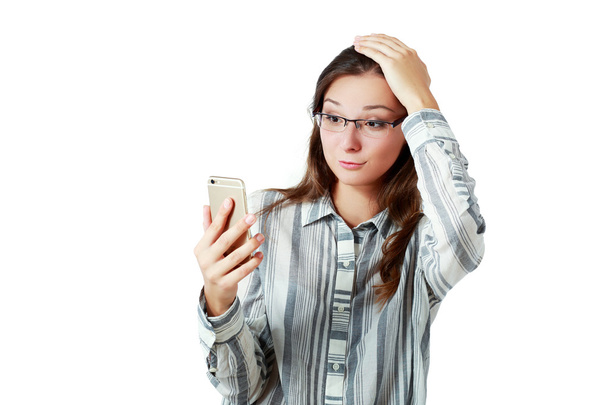 girl looking at phone - Фото, зображення