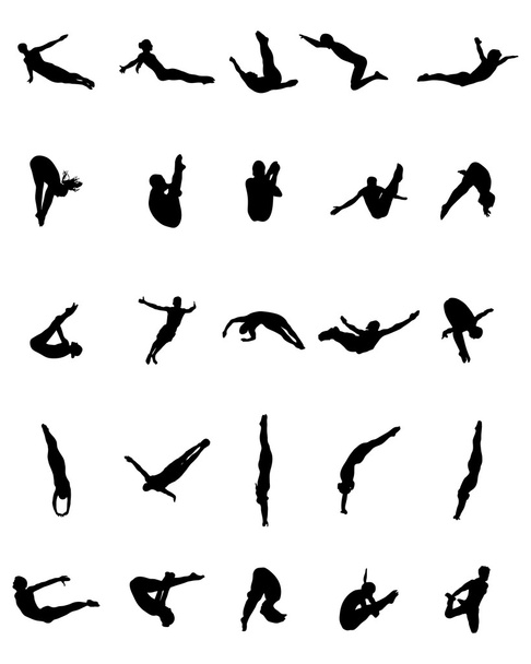 silhouettes of jumping - Vector, Image