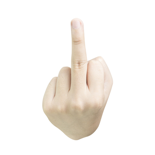 Human Hand Middle Finger. isolated on whitebackground with clipping path - Photo, Image