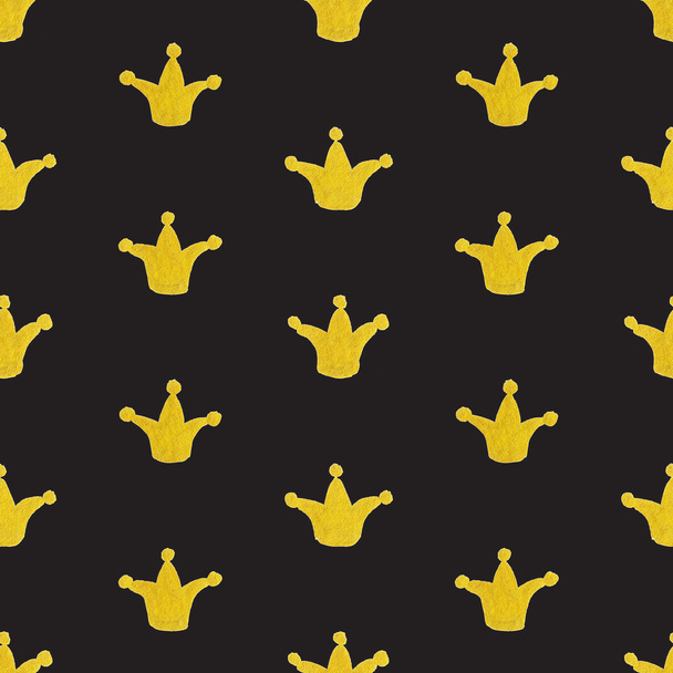 Gouden gouden kroon naadloze patroon textuur achtergrond - Foto, afbeelding