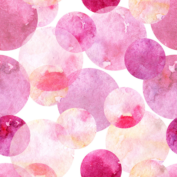 Aquarell rosa Kreis Kugel abstrakte nahtlose Muster - Foto, Bild