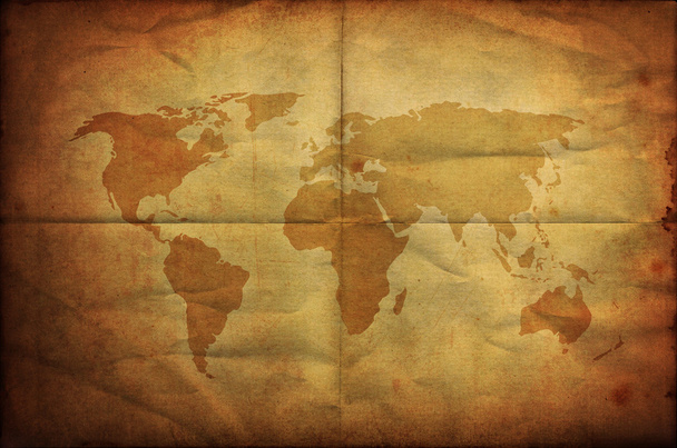 World map on old grunge folding paper - Fotografie, Obrázek