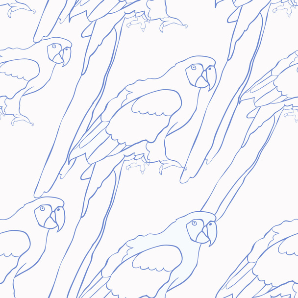 seamless pattern blue coloring of the Caribbean parrot sitting.  - Vettoriali, immagini