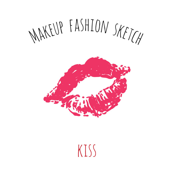Makeup fashion sketch: kiss - Vector, Image