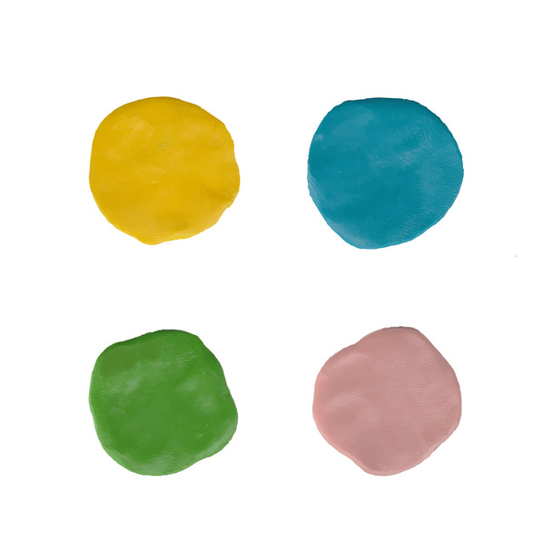 Círculos de argila de vetor. Manchas de massinha colorida - Vetor, Imagem