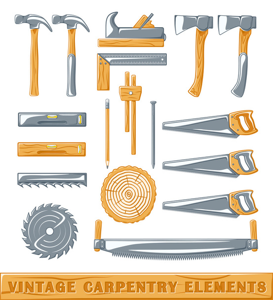 Elementos de carpintería vintage
 - Vector, imagen