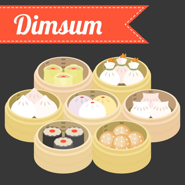 Векторная китайская еда Dimsum
 - Вектор,изображение