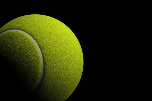 Tennis Ball on Black Background, 3D Rendering - Photo, Image