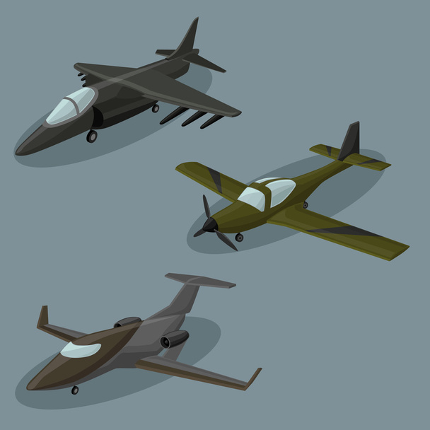 Aviones militares conjunto diseño de imagen
  - Vector, imagen