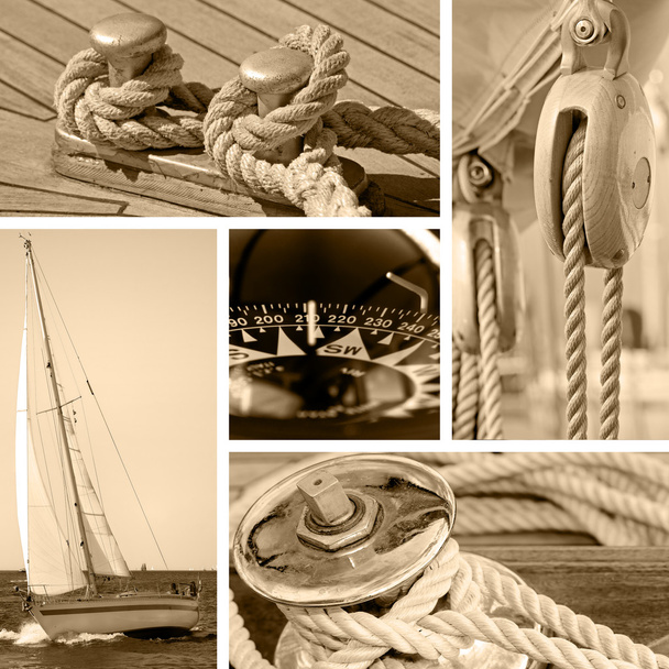 jacht collage. zeilboot. yachting concept - Foto, afbeelding