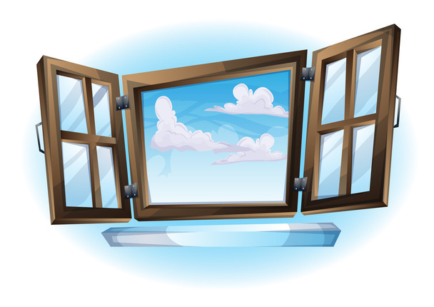 dibujos animados vector ilustración ventana vista paisaje abierto
 - Vector, Imagen