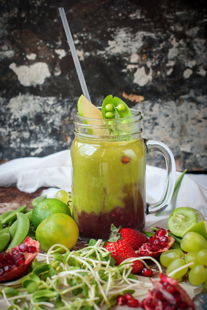 Healthy Smoothie Glass Jar Fruits Vegetables - Fotografie, Obrázek