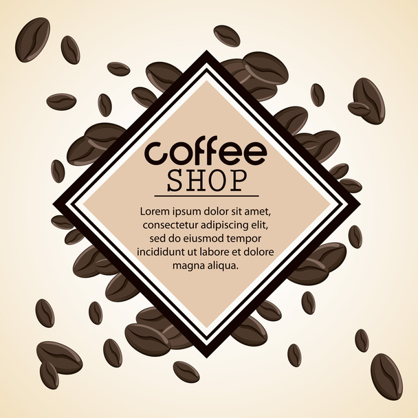 Grano de café marco tienda bebida icono
 - Vector, Imagen