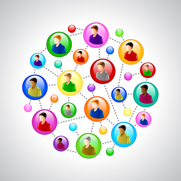 Άνθρωποι δικτύωσης έννοια με πολύχρωμα κύκλους διάνυσμα - Διάνυσμα, εικόνα