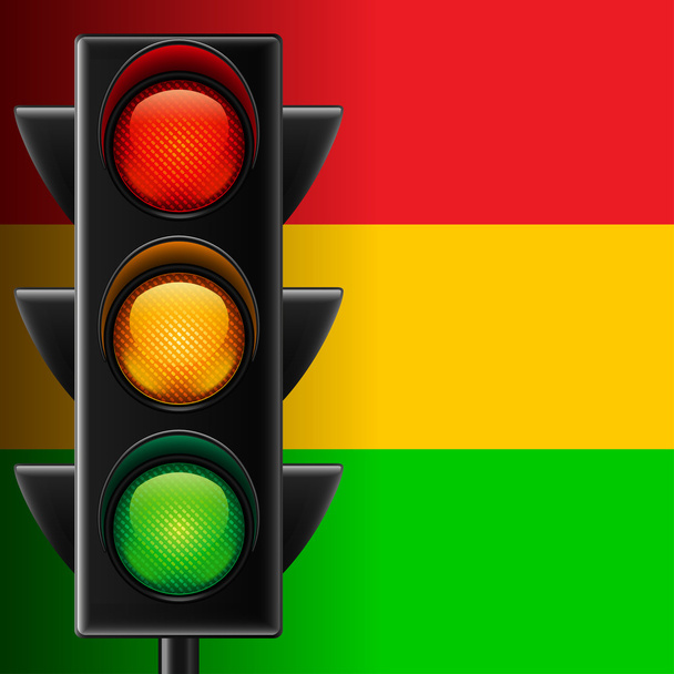 Traffic light on striped background - Vector, Image