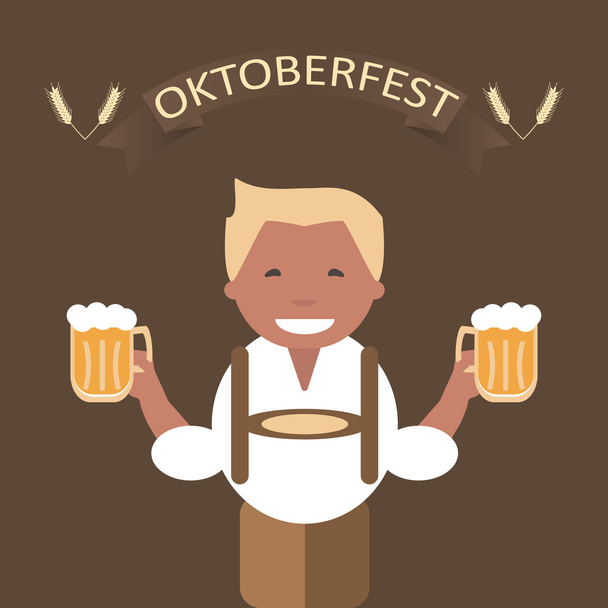 Октоберфест с человеком и кружкой пива
 - Вектор,изображение