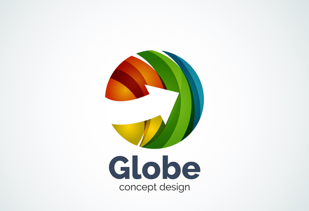 Globus mit Pfeil-Logo-Vorlage - Vektor, Bild