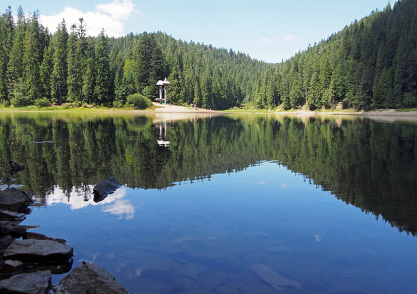 O lago de montanha Synevyr nos Cárpatos ucranianos
 - Foto, Imagem