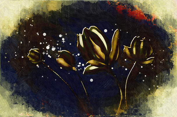 Vintage obraz olejny z art ilustracja kwiat - Zdjęcie, obraz