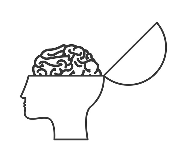 abrir la cabeza humana y el cerebro icono
 - Vector, Imagen