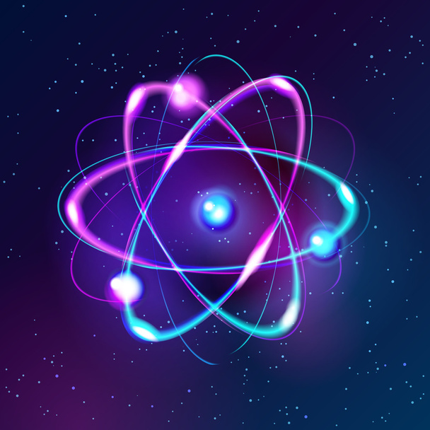 Shining atom soyut teknoloji koyu arka plan mavi - Vektör, Görsel