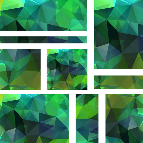 Banner abstracto con plantillas de diseño empresarial. Set de Banners con fondos de mosaico poligonales. Ilustración geométrica del vector triangular. Color verde
. - Vector, Imagen