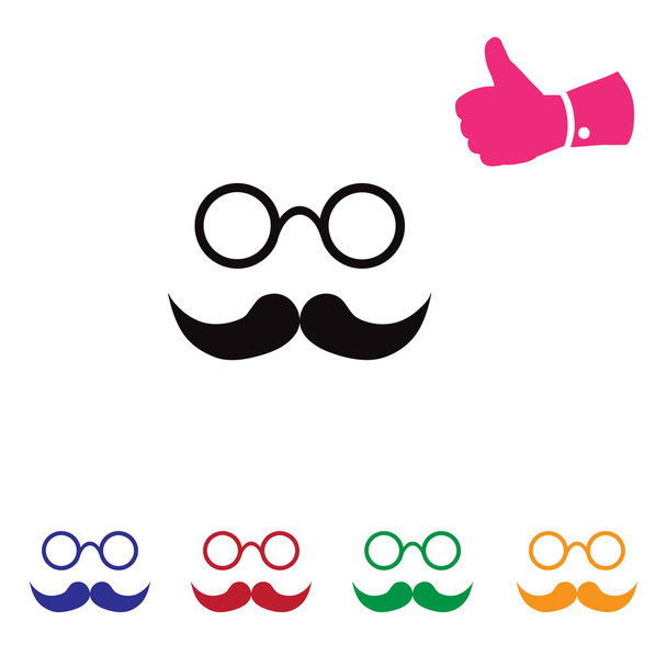 mustache and glasses icon, vector illustration. Flat design style. - Vector, Image
