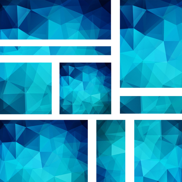 Set of banner templates with abstract background. Modern vector banners with polygonal background. Blue color. - Vector, Image