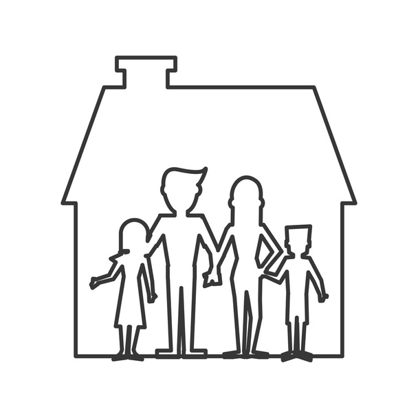 ícone de pictograma de família e casa
 - Vetor, Imagem