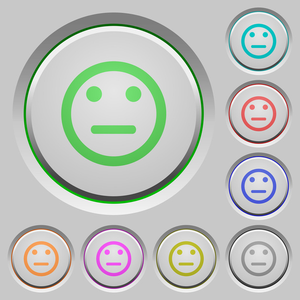 Neutral emoticon push buttons - Vector, Imagen