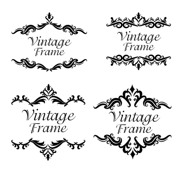 Vintage frame ornament icon set - Vector, imagen
